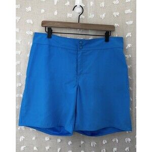 L.L. Bean Hiking Shorts Women 14 Blue UPF50+ Polyester Zip Pocket Unlined